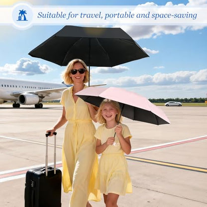 TOPSAIL Mini Umbrella for Travel, UPF 50+ UV Sun & Rain Protection, Compact 6k Folding Pocket Umbrella with Case for Purse, Backpack - color: BlackPink