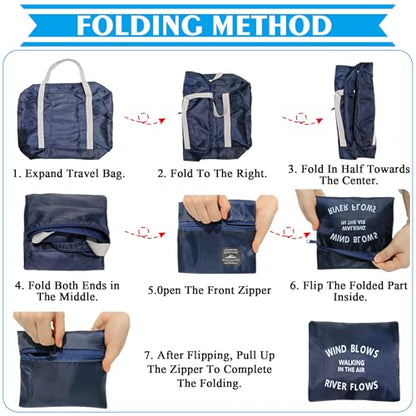 Travel Bag 36 Packes Carry on Luggage Foldable Duffel Bag Sports Gym Bag Weekender Overnight Bag Water Resistant Nylon Travel Duffel for Men Women - color: Blue 36 PCS