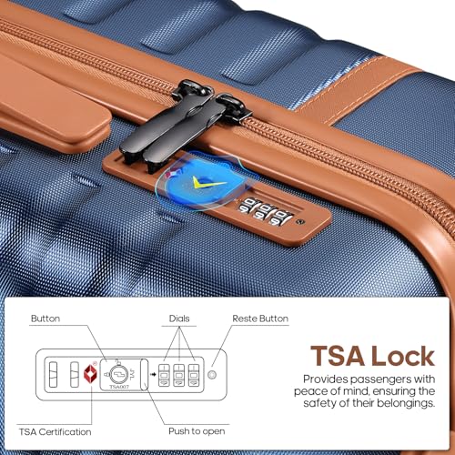 Luggage Sets 7 Piece,Hardside Large Checked Suitcase with Backpack Set | ABS Lightweight But Durable Carry on Luggage with 360° Spinner Wheels& YKK Zippers,TSA Lock,Space-Saving Nested - color: Dark Blue, size: 7-Piece Sets