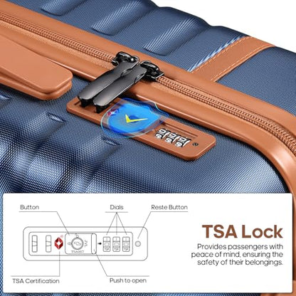 Luggage Sets 7 Piece,Hardside Large Checked Suitcase with Backpack Set | ABS Lightweight But Durable Carry on Luggage with 360° Spinner Wheels& YKK Zippers,TSA Lock,Space-Saving Nested - color: Dark Blue, size: 7-Piece Sets
