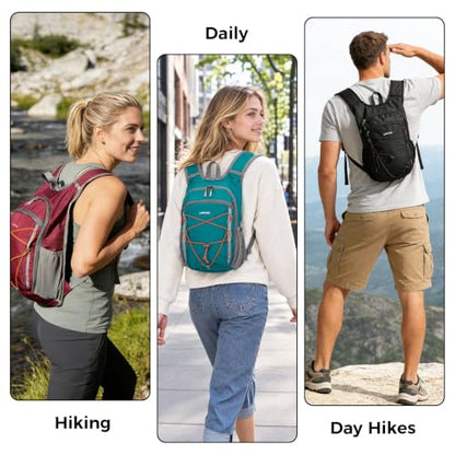 Small Hiking Backpack 13L Lightweight Foldable Travel Daypack for Men Women - color: Black