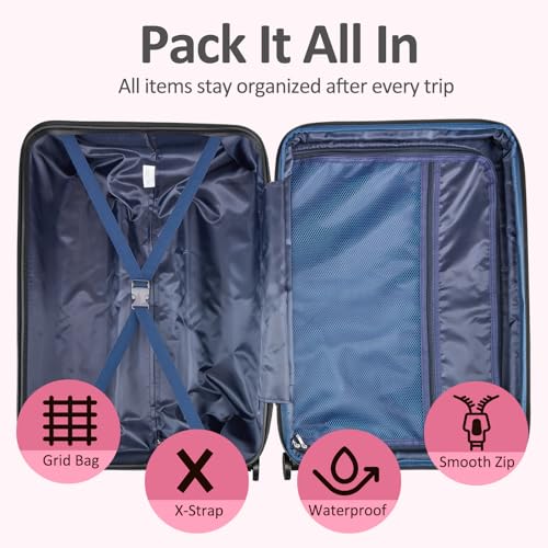 Carry on Luggage 22x14x9 Airline Approved, Expandable - color: Blush Pink, size: S (20 In Carry-on)