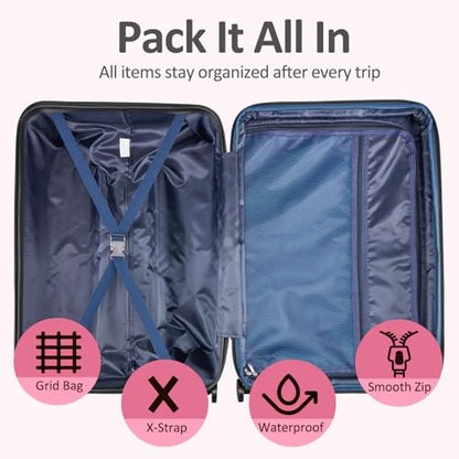 Carry on Luggage 22x14x9 Airline Approved, Expandable - color: Blush Pink, size: S (20 In Carry-on)