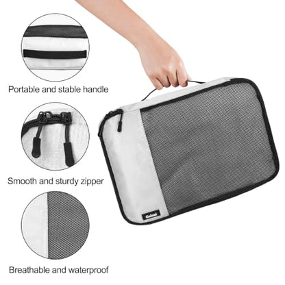 Packing Cubes for Travel,4 Set Packing Cubes for Suitcases,Lightweight Mesh Luggage Organizer Bag with Double Zipper,White - color: White