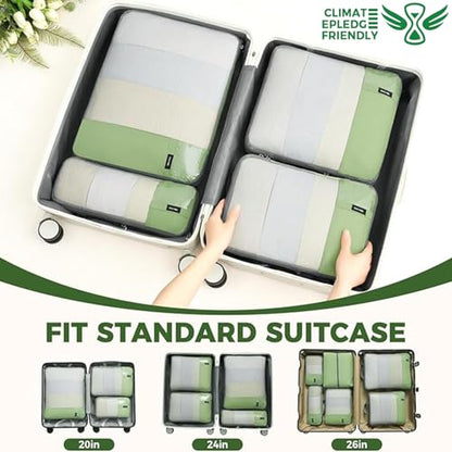 BAGAIL Lightweight Compression Packing Cubes for Travel, 6 Set,Matcha Green - color: Matcha Green