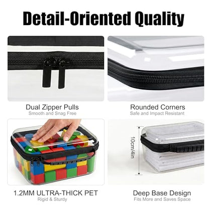 3 Pack Clear Hard Shell Zipper Storage Case Deep Capacity Organizer Pouches - color: Black