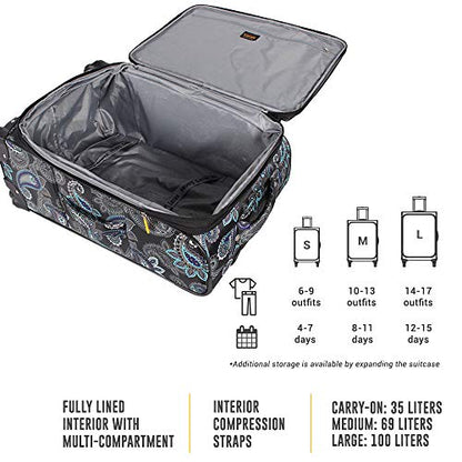 LUCAS Designer Luggage Collection - Expandable 24 Inch Softside Bag - Durable Mid-sized Ultra Lightweight Checked Suitcase with 4-Rolling Spinner Wheels (Diva) - color: Diva