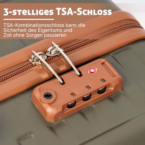 KUNEL Luggage Sets 5 Piece Suitcases with Wheels,ABS Hard Case Suitcases with Spinner Wheels, TSA Lock, Durable Travel Luggage - color: Olive