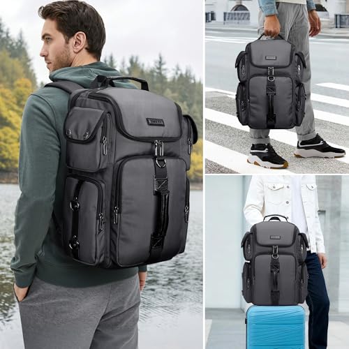 WITZMAN Travel Backpack for Men Carry-on Laptop Backpack - color: Upgrade Silvery Grey