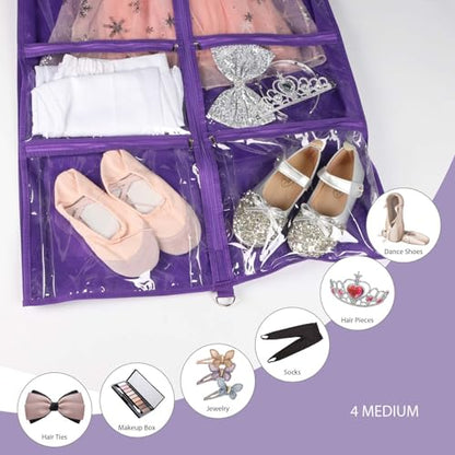 Syeeiex 40 Inch Clear Dance Costume Garment Bag, Purple, 5 Pack - color: Clear Purple, size: 5 Pack