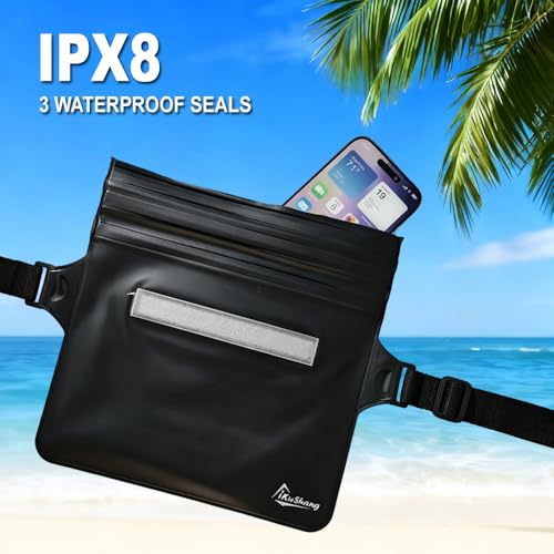 Waterproof Fanny Pack, Dry Bag Phone Pouch for Beach Swimming Kayaking - color: Black+Black