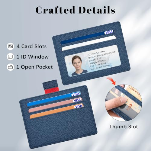 Airkit Small Slim ID Case, Womens Credit Card Holder Wallet, RFID Sleeve - color: Navy Blue