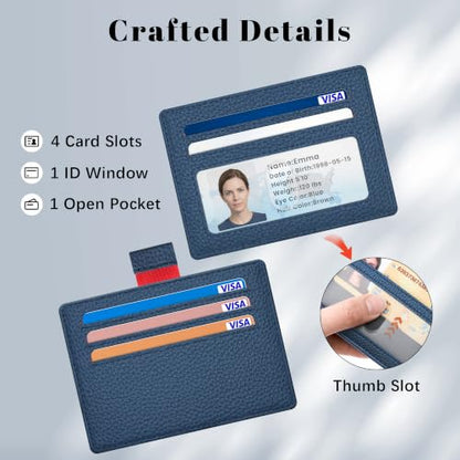 Airkit Small Slim ID Case, Womens Credit Card Holder Wallet, RFID Sleeve - color: Navy Blue