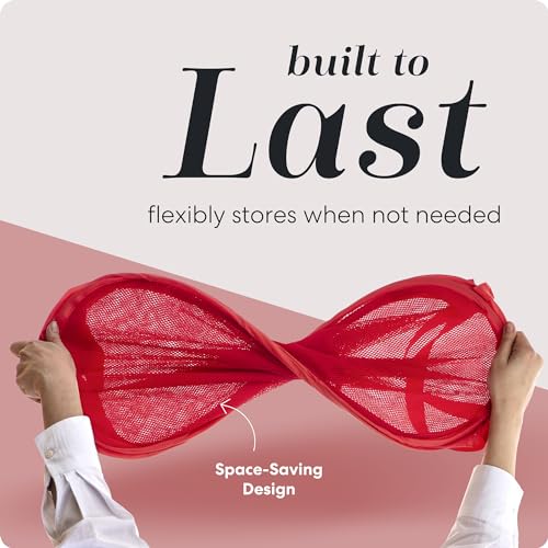 Handy Laundry Mesh Pop-Up Laundry Hamper, Collapsible Basket 2-Pack - color: Red, 2-PACK