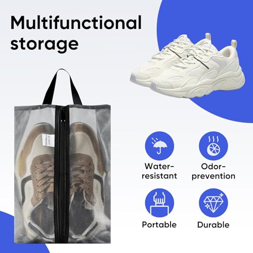 VUSIGN Travel Shoe Bag, Water-Resistant Shoe Pouch for Gym and Sport, Odor-Resistant Soccer Cleats Bag (Gray, 2-Pack) - size: Standard Size, style: 2 Pc