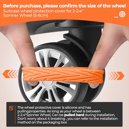 8Pcs Upgrade Luggage Wheel Covers, Travel Accessories (Orange) - color: Orange