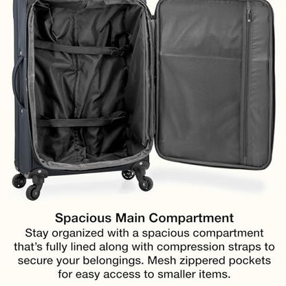 U.S. Traveler Anzio Softside Expandable Luggage with Spinner Wheels, Dark Grey, 30-Inch Large - color: Dark Grey, size: 30-Inch Large