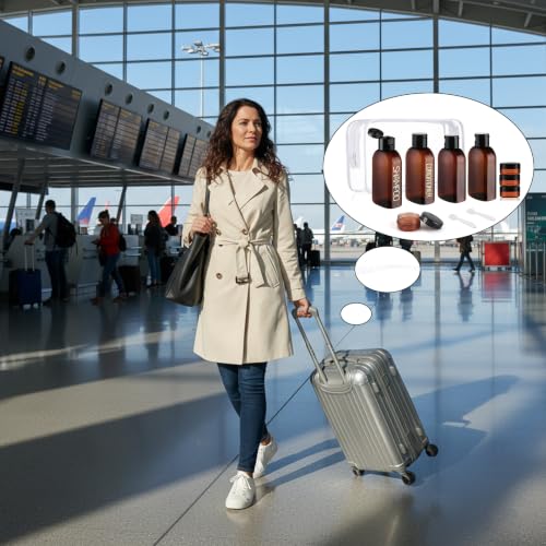 Cosywell Travel Bottles for Toiletries 4PCS 3.4oz Plastic Squeeze Bottles - style: A-3.4oz-brown-2label2blank