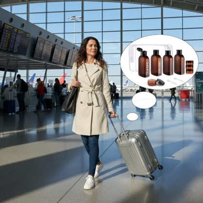 Cosywell Travel Bottles for Toiletries 4PCS 3.4oz Plastic Squeeze Bottles - style: A-3.4oz-brown-2label2blank