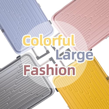 Kaleenie 29 Inch Checked Luggage with Expansion and Side Opening - color: Yellow, size: 29 Inch