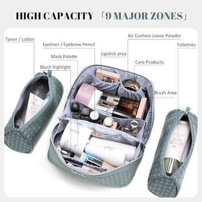 BOYATU Travel Makeup Bag for Women: Four Leaf Clover 3 Pcs Set Cosmetic Bag - color: M-04Light Blue