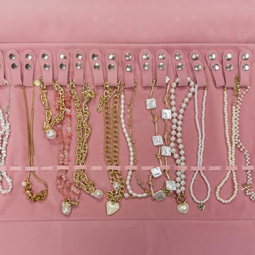 UnionPlus Travel Necklaces Roll Organizer Anti-Tangle Blush Pink - color: Blush Pink, size: Medium