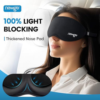 NEWGO 3D Cooling Eye Mask, Weighted Eye Mask for Sleeping, Black - color: Black