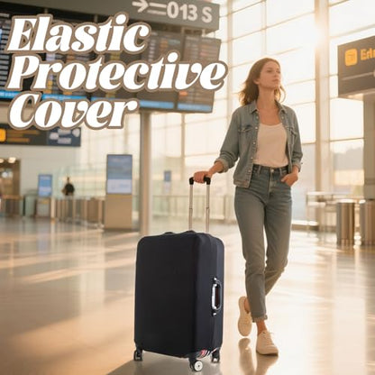JewelryWe Elastic Luggage Cover Protector: Scratch-Resistant Suitcase Protector for 22-25 Inch Case Travel Bags (Black, M) - size: M