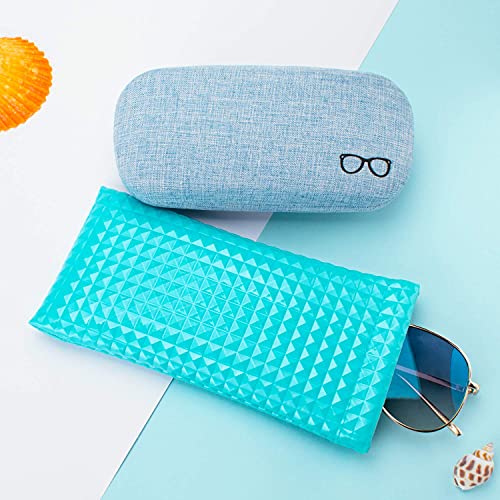 Vemiss Hard Shell Sunglasses Case, Large Linen Fabric Protective Glasses Case for Men Women - color: Blue 2, size: Sunglass Case