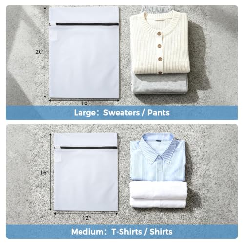 BAGAIL Laundry Bags Mesh Wash Bag for Intimates Lingerie and Delicates,6Pcs(3L,3M) - color: Pearl White-Fine Mesh, size: 3L,3M