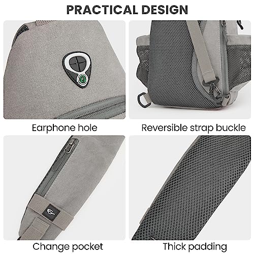 G4Free Canvas Crossbody Sling Bag with RFID Blocking for Women Men - color: Grey