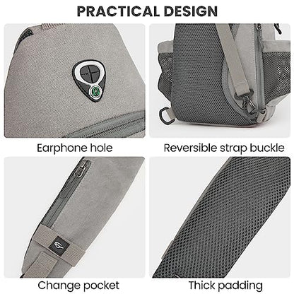 G4Free Canvas Crossbody Sling Bag with RFID Blocking for Women Men - color: Grey