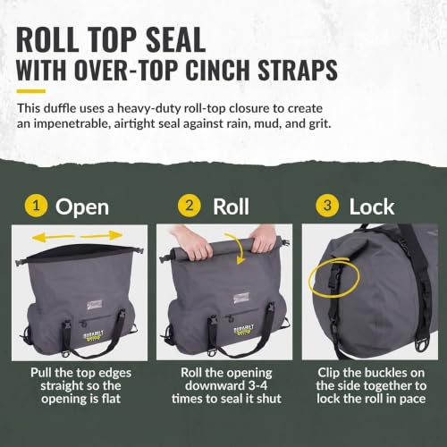 80L Grey Waterproof Duffel Bag, Tactical Roll Top Dry Bag - color: Gray