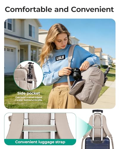 BAGSMART Small Camera Backpack for Women with Laptop Compartment, Green - color: Olive Green