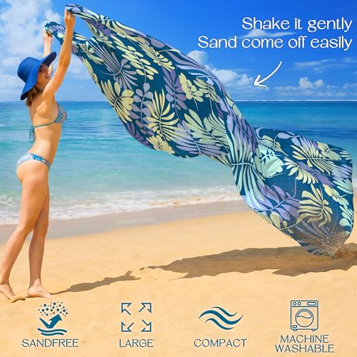 Beach Blanket Waterproof Sandproof 78''X81''/78''X110'' Large Beach Towel - color: Leaves, size: 78''X110"