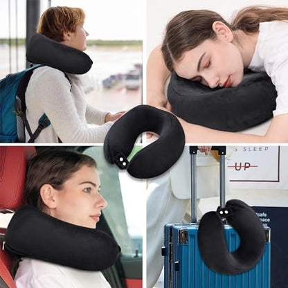Neck Pillow Airplane Memory Foam Travel Pillows Black - color: Black