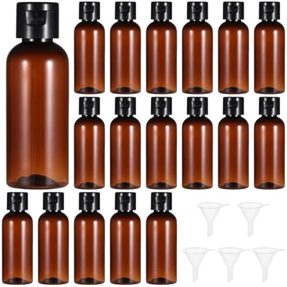 Lnrueg 100팩 56.7g(2온스) 플라스틱 빈 여행용 병, 플립 캡 포함, 브라운. - color: 브라운.