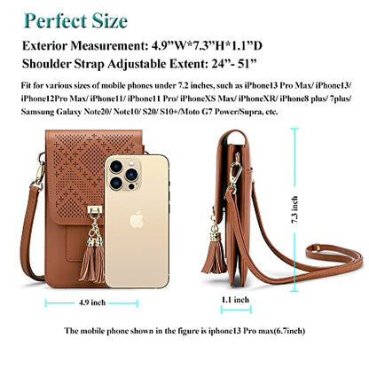 Peacocktion Small Crossbody Bags for Women, RFID Travel Cell Phone Wallet Purses with Card Slots - color: 06-brown - 2