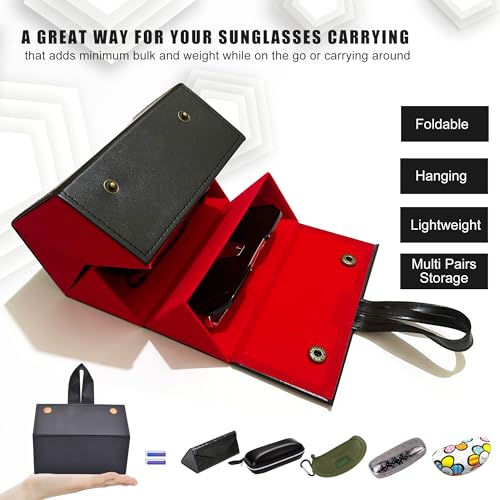 Longjet Sunglasses Organizer Travel Glasses Case Eyeglasses Storage Box - color: Black Red