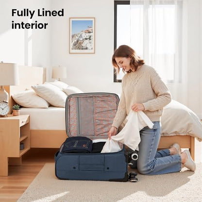 20" Carry-On Luggage,Suitcase w/TSA LOCK,Expandable 20% - color: Navy, size: Carry-On 20-Inch