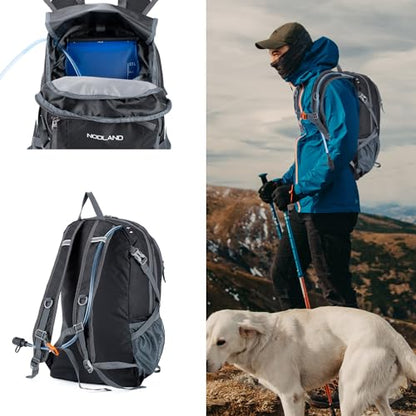 NODLAND Light Weight Packable Backpack for Travel Hiking 45L Foldable Water-Resistant Daypack Hydration Rucksack - color: Black, size: Medium 45L