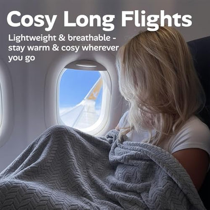 Proglobe Travel Blanket and Pillow Set, Soft Fleece Airplane Blanket, Grey - color: Grey