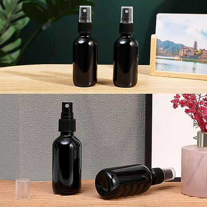 NOOEEISS Black Glass Small Spray Bottle 2 oz 48 Packs,Fine Mist Sprayer Small Clear Bottles,Refillable Containers mini spray bottles for Cleaning Solutions and Skin Care (Black 48pcs) - color: Black, size: 48Pack