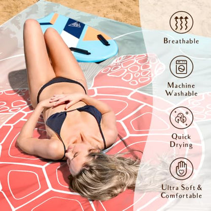 AlphaBeing Beach Blanket Waterproof Sandproof, Extra Large Beach Mat - color: Sea Turtle, size: 79“×83”
