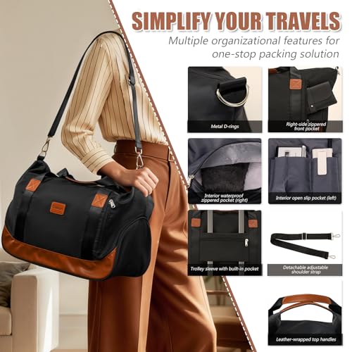 Cosbarn Luggage Sets 5 Pcs Suitcases with Wheels, 20"/24"/28",Black - color: Black, size: 5 Piece Sets (20/24/28/Db/Tb)