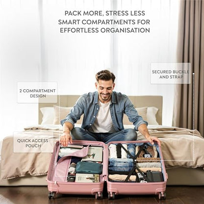 3-Piece Luggage Set Expandable Hardside Polypropylene Suitcase Set with TSA Locks & 8 Silent Spinner Wheels Lightweight Nested Suitcases Travel Set American Airline-Approved Carry-On - Pink - color: Pink, size: 3-Piece Set