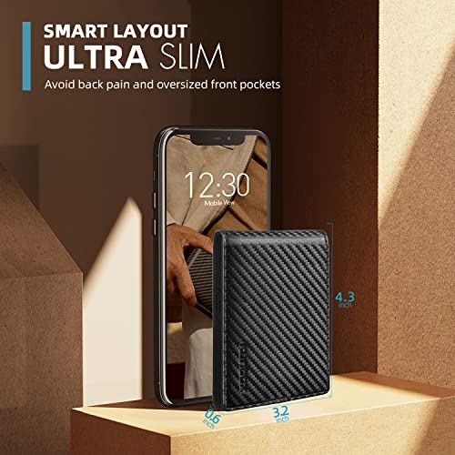RUNBOX Wallet for Men -Slim Rfid Leather Mens Bifold Novelty Wallets 2 ID Window With Gift Box Men's Accessories - color: Carbon black