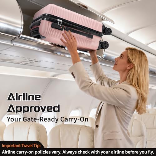 Rosamo 3 Piece Luggage Sets, Lightweight Hardside, TSA Lock, Spinner Wheels (Pink) - color: Pink
