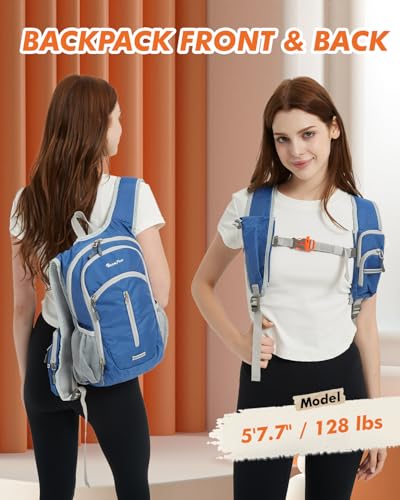 Seektop Small Hiking Backpack Expandable 12L-15L - color: Navy Blue