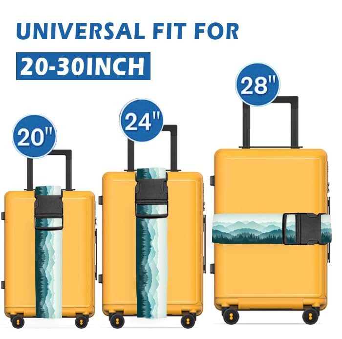 Luggage Straps for Suitcases Travel Belt Accessories, Cute Suitcase Strap, Adjustable Luggage Belt Strap, Heavy Duty with Quick-Release Buckle Luggage Strap Beautiful Green Mountain - color: Beautiful Green Mountain